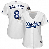 Women Dodgers 8 Manny Machado White 2018 World Series Cool Base Player Jersey Dzhi,baseball caps,new era cap wholesale,wholesale hats